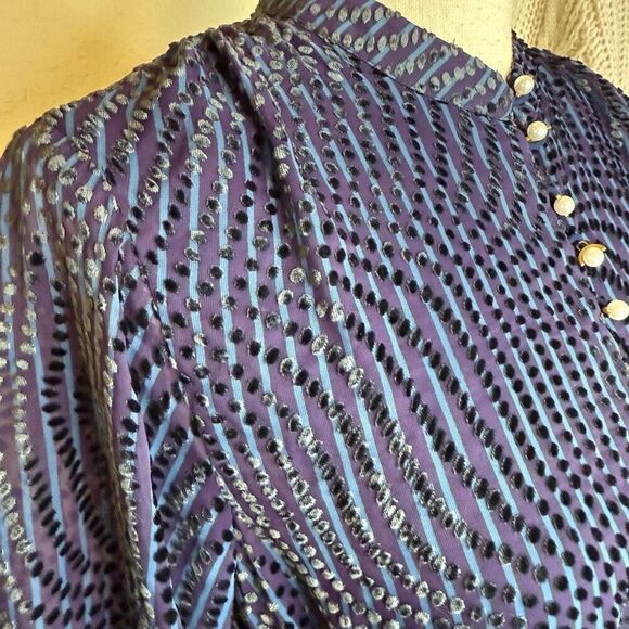 Tanya Taylor Ellette Purple Chiffon w/Velvet Polka Dots Dress Size S - Picture 6 of 16